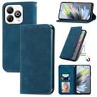 For ZTE Blade A75 4G Retro Skin Feel Magnetic Leather Phone Case(Blue) - 1