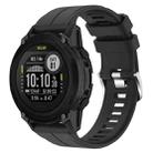 For  Garmin Descent G1 Solar Letel 22mm Solid Color Silicone Watch Band(Black) - 1