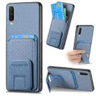 For vivo Y12 / Y15 / Y17 / Y3 Carbon Fiber Card Bag Fold Stand Phone Case(Blue) - 1