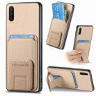 For vivo Y12 / Y15 / Y17 / Y3 Carbon Fiber Card Bag Fold Stand Phone Case(Khaki) - 1