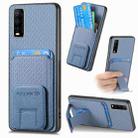 For vivo Y50 Carbon Fiber Card Bag Fold Stand Phone Case(Blue) - 1