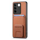 For vivo V25 Carbon Fiber Card Bag Fold Stand Phone Case(Brown) - 2