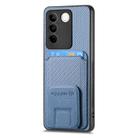 For vivo iQOO Neo 7 SE Carbon Fiber Card Bag Fold Stand Phone Case(Blue) - 2