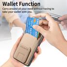 For vivo Y02 Carbon Fiber Card Bag Fold Stand Phone Case(Khaki) - 3