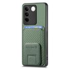 For vivo Y02 Carbon Fiber Card Bag Fold Stand Phone Case(Green) - 2