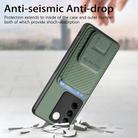 For vivo Y02 Carbon Fiber Card Bag Fold Stand Phone Case(Green) - 3