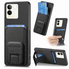 For vivo S17E 5G Carbon Fiber Card Bag Fold Stand Phone Case(Black) - 1