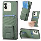 For vivo S17E 5G Carbon Fiber Card Bag Fold Stand Phone Case(Green) - 1