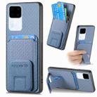For vivo S18 Carbon Fiber Card Bag Fold Stand Phone Case(Blue) - 1