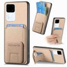 For vivo S18 Carbon Fiber Card Bag Fold Stand Phone Case(Khaki) - 1