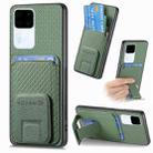 For vivo S18 Carbon Fiber Card Bag Fold Stand Phone Case(Green) - 1