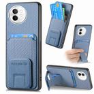 For vivo S18e Carbon Fiber Card Bag Fold Stand Phone Case(Blue) - 1