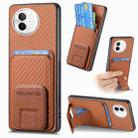 For vivo S18e Carbon Fiber Card Bag Fold Stand Phone Case(Brown) - 1