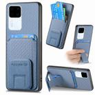 For vivo S18 Pro Carbon Fiber Card Bag Fold Stand Phone Case(Blue) - 1
