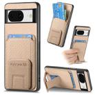 For Google Pixel 6 Carbon Fiber Card Bag Fold Stand Phone Case(Khaki) - 1