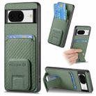 For Google Pixel 6a Carbon Fiber Card Bag Fold Stand Phone Case(Green) - 1