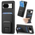 For Google Pixel 8 Carbon Fiber Card Bag Fold Stand Phone Case(Black) - 1
