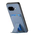 For Google Pixel 9a Carbon Fiber Card Bag Fold Stand Phone Case(Blue) - 3