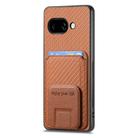 For Google Pixel 9a Carbon Fiber Card Bag Fold Stand Phone Case(Brown) - 2