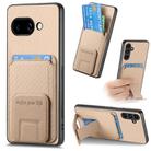 For Google Pixel 9a Carbon Fiber Card Bag Fold Stand Phone Case(Khaki) - 1