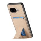For Google Pixel 9a Carbon Fiber Card Bag Fold Stand Phone Case(Khaki) - 3
