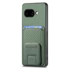 For Google Pixel 9a Carbon Fiber Card Bag Fold Stand Phone Case(Green) - 2