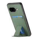 For Google Pixel 9a Carbon Fiber Card Bag Fold Stand Phone Case(Green) - 3