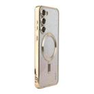 For Samsung Galaxy S23 5G ENKAY Hat-Prince Magnetic Glitter Plated TPU Phone Case with Lens Film(Golden) - 1