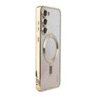 For Samsung Galaxy S25 5G ENKAY Hat-Prince Magnetic Glitter Plated TPU Phone Case with Lens Film(Golden) - 1