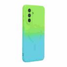 For Samsung Galaxy A36 5G ENKAY Hat-Prince MagSafe Rainbow Gradient Silicone Phone Case with Lens Film(Green Blue) - 1