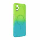 For Samsung Galaxy A06 4G / 5G ENKAY Hat-Prince MagSafe Rainbow Gradient Silicone Phone Case with Lens Film(Green Blue) - 2