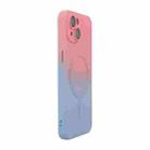 For iPhone 14 Plus ENKAY Hat-Prince MagSafe Rainbow Gradient Silicone Phone Case with Lens Film(Pink Blue) - 1