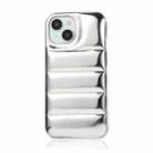 For iPhone 15 Plus Laser Aurora Down Jacket All-inclusive Phone Case(Silver) - 1