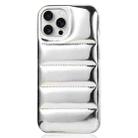 For iPhone 15 Pro Laser Aurora Down Jacket All-inclusive Phone Case(Silver) - 1