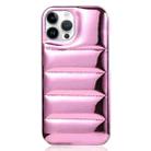 For iPhone 14 Pro Laser Aurora Down Jacket All-inclusive Phone Case(Pink) - 1