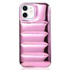 For iPhone 12 Laser Aurora Down Jacket All-inclusive Phone Case(Pink) - 1