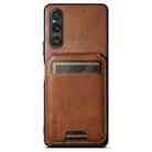 For Sony Xperia 1 V Suteni H02 Leather Wallet Stand Back Phone Case(Brown) - 1