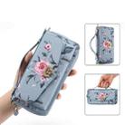 For Samsung Galaxy S23 5G Flower Multi-functional Crossbody Zipper Wallet Leather Phone Case(Blue) - 1