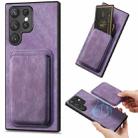 For Samsung Galaxy S22 Ultra 5G Retro Leather Card Bag Magnetic Phone Case(Purple) - 1