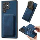 For Samsung Galaxy S22 Ultra 5G Retro Leather Card Bag Magnetic Phone Case(Blue) - 1