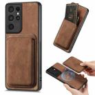 For Samsung Galaxy S21 Ultra 5G Retro Leather Card Bag Magnetic Phone Case(Brown) - 1