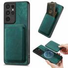 For Samsung Galaxy S21 Ultra 5G Retro Leather Card Bag Magnetic Phone Case(Green) - 1