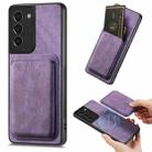 For Samsung Galaxy S21+ 5G Retro Leather Card Bag Magnetic Phone Case(Purple) - 1