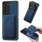 For Samsung Galaxy S21+ 5G Retro Leather Card Bag Magnetic Phone Case(Blue) - 1