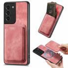 For Samsung Galaxy S21 5G Retro Leather Card Bag Magnetic Phone Case(Pink) - 1