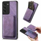 For Samsung Galaxy S21 5G Retro Leather Card Bag Magnetic Phone Case(Purple) - 1
