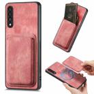 For Samsung Galaxy A50 Retro Leather Card Bag Magnetic Phone Case(Pink) - 1
