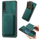 For Samsung Galaxy A50 Retro Leather Card Bag Magnetic Phone Case(Green) - 1