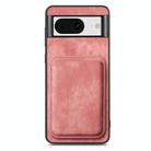 For Google Pixel 8 Retro Leather Card Bag Magnetic Phone Case(Pink) - 2