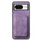 For Google Pixel 8 Retro Leather Card Bag Magnetic Phone Case(Purple) - 2